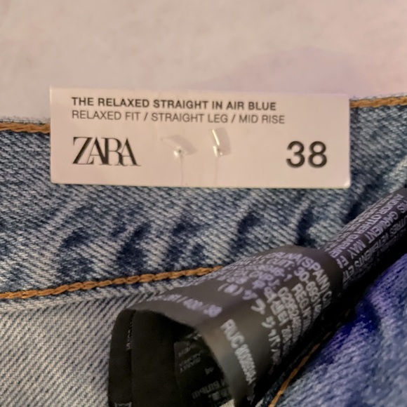 ZARA Premium Denim The Relaxed Straight Leg Jeans NWT Size 6 / 38 Air Bl… - Picture 12 of 16